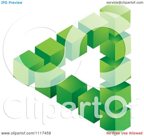 Clipart Of A 3d Green Cubic Pyramid Optical Illusion - Royalty Free Vector Illustration by Lal ...