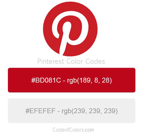 Colors used in the Pinterest Logo and Website! | Color coding, Web ...