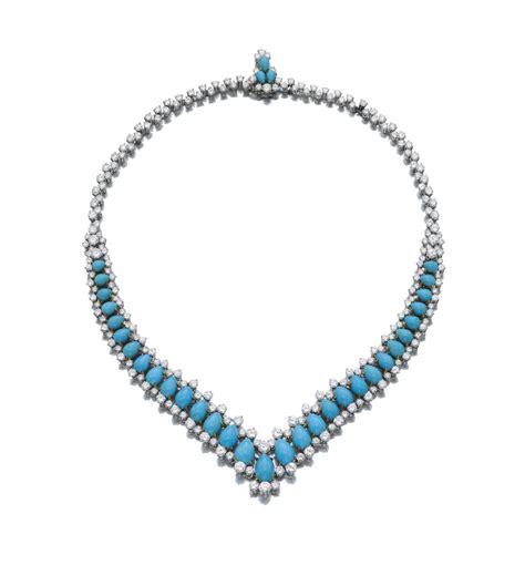 Turquoise and diamond necklace, Bulgari, 1970s | Turquoise necklace, Turquoise coral jewelry ...