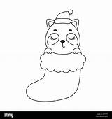 Coloring Page cute little raccoon In Christmas Sock Book For  sketch template
