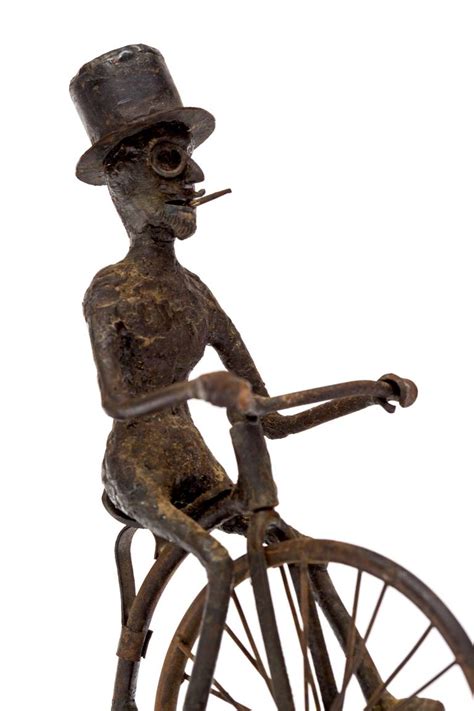 Pair of Black Smith Art Sculptures of a Bicyclist and a Hunter, circa ...