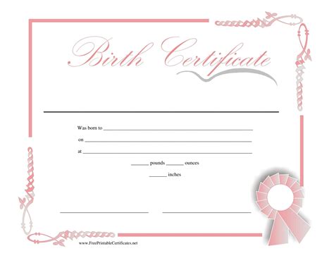 Free Fillable Birth Certificate Template