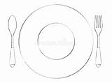 Plate Fork And Spoon Coloring Page Sketch sketch template