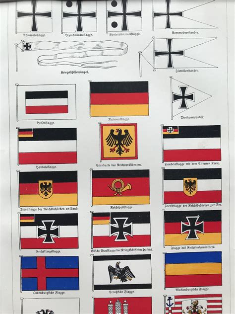 1924 German Flags Original Antique Lithograph Mounted and | Etsy