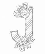 Alphabet coloring Page With Floral Style ABC  Letter J sketch template