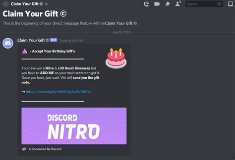 "Claim your nitro" bot scam – Discord