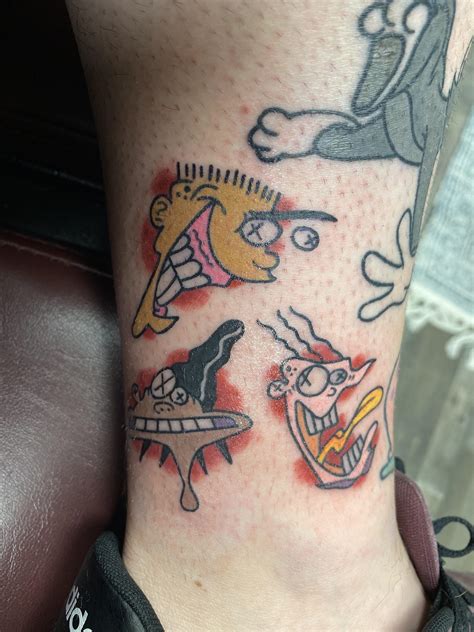 Ed, Edd n Eddy by Devon Mackey at Black Heart in Conneaut, Ohio. : r/tattoos