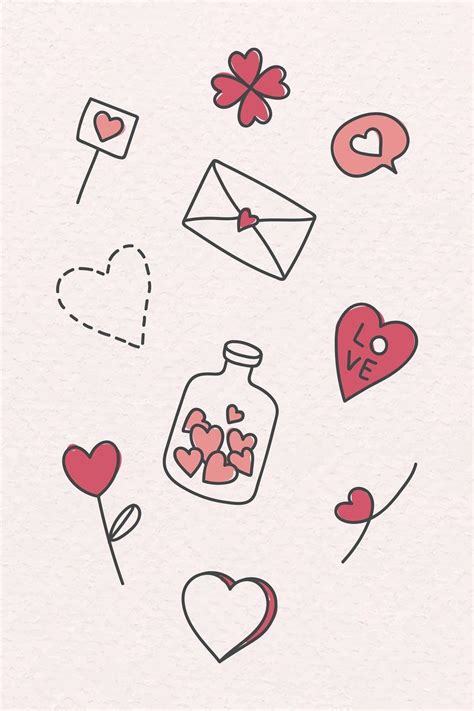 Download premium vector of Hand drawn love and valentine's day doodle vector collection by mar ...