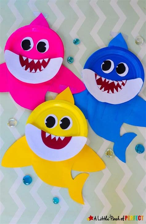 Baby Shark Paper Plate Kids Craft and Free Template - A Little Pinch of Perfect