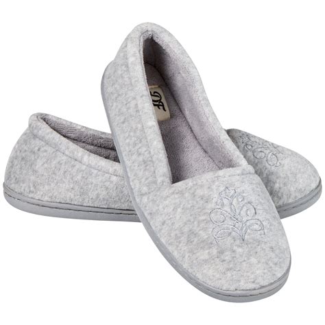 DearFoam Women's Grey Velour Closed Back Slippers - Shop Shoes at H-E-B