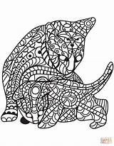 Cat And Kitten In Zentangle Style coloring page  Free Printable sketch template