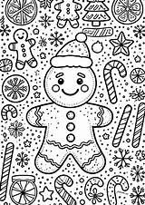 Gingerbread Man With Santa Hat  Christmas Coloring Pages For Kids sketch template