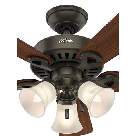 Shop Hunter Ridgefield II 44-in New Bronze Indoor Ceiling Fan with Light Kit at Lowes.com