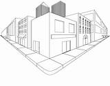 Two Point Perspective City Drawing Sketch Coloring Page  sketch template