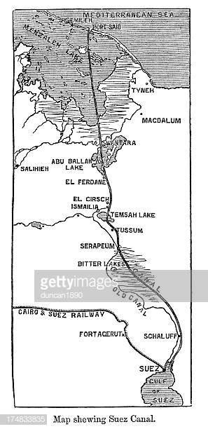 Antique Map Of Suez Canal Stock Vector | Royalty-Free | FreeImages