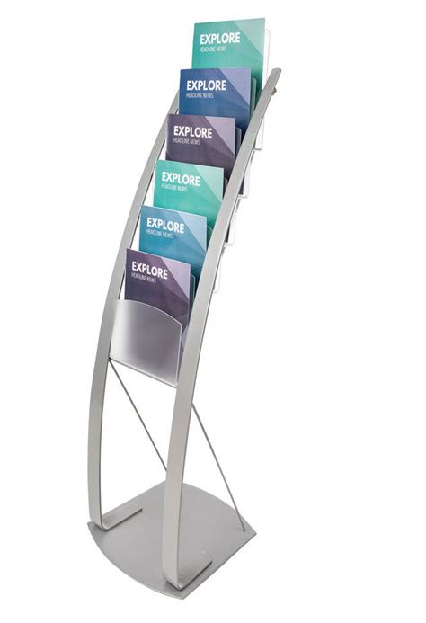 Silver 6 Tier Contemporary Brochure / Magazine Stand – Shopfittingsrus Ltd. t/a Impact Displays