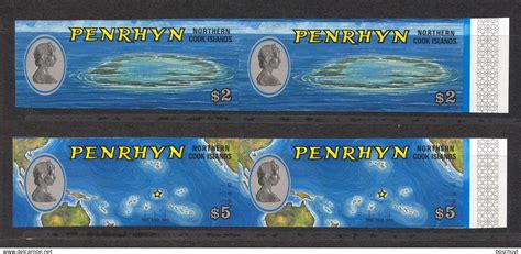 Penrhyn - Penrhyn, 1975, Atoll, Map, Definitives, MNH Imperforated Pair, Michel 64-65