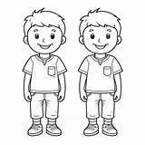 Two Boy Cartoon Coloring Pages Outline Sketch Drawing Vector  sketch template
