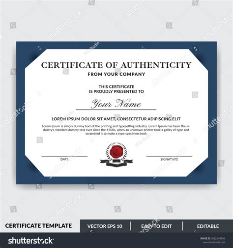 Stylish Modern Elegant Certificate Authenticity Template Stock Vector (Royalty Free) 1622548999 ...