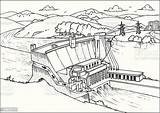 Illustration Of Hydroelectric Power Station  Hydro Electric sketch template