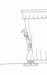 Hiding Behind Curtain Stock Illustrations – 95  sketch template