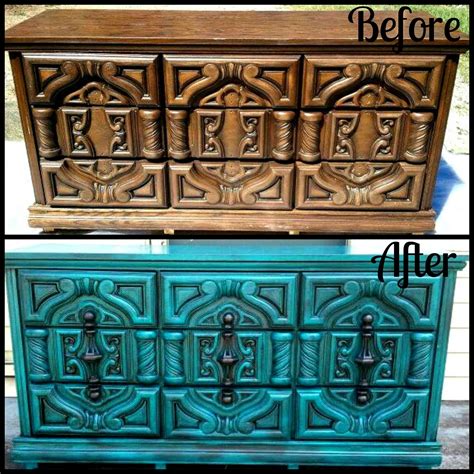 Rustoleum Lagoon Spray paint, black glaze, Minwax polyacrylic wax. Mod Furniture, Diy Furniture ...