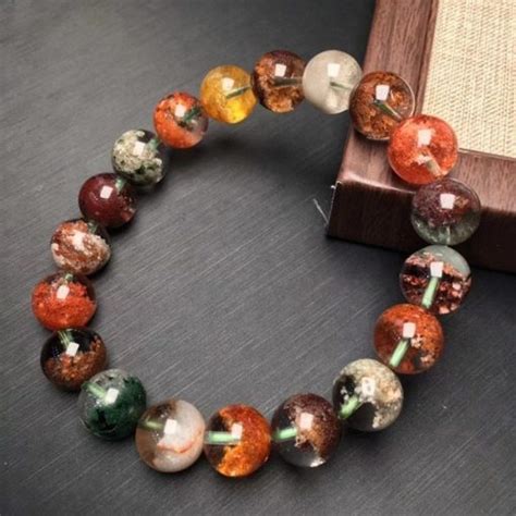 Natural Colorful Phantom Quartz Bracelet Ghost Crystal Jewelry Women Men Healing Energy Gift ...