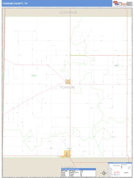 Yoakum County, Texas Zip Code Wall Map | Maps.com.com