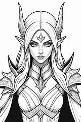 Premium Vector  Coloring Page Blood elf Dark Fantasy line art sketch template