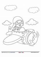 Kid Flying Airplane Cartoon Coloring Page  KidzeZone sketch template