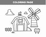 Education Game For Children coloring Page Of cute Cartoon barn And  sketch template
