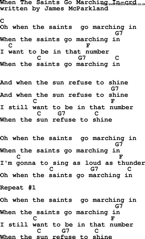 Top 500 Hymn: When The Saints Go Marching In - lyrics, chords and PDF