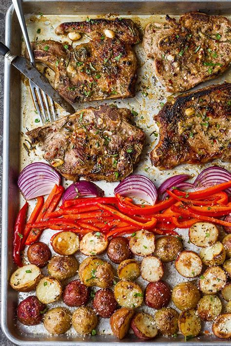 Baked Sheet Pan Pork Chops Recipe In Oven with Potatoes – Baked Pork Chops Recipe — Eatwell101