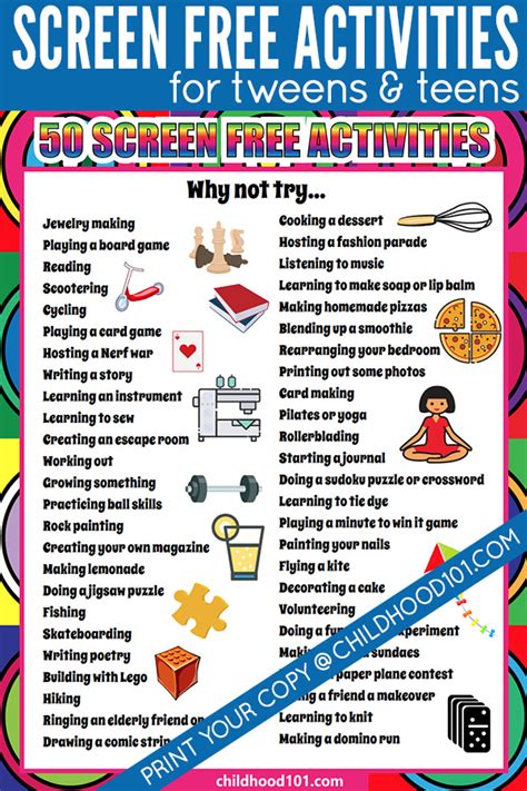 50 At Home, Screen Free Activities for Tweens & Teens