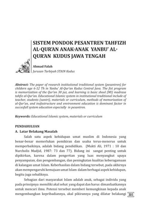 (PDF) SISTEM PONDOK PESANTREN TAHFIZH AL-QUR’AN ... - IAIN … - DOKUMEN.TIPS