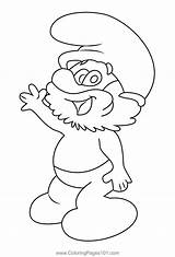 Papa Smurf Say Hi Coloring Page For Kids  Free The Smurfs Printable sketch template