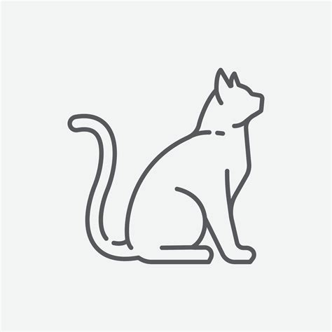 Cat silhouette icon. Elegant cat sitting side view. Cat animal element ...