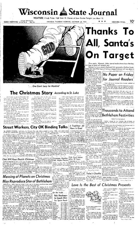 Wisconsin State Journal front page, Christmas 1970 | | madison.com