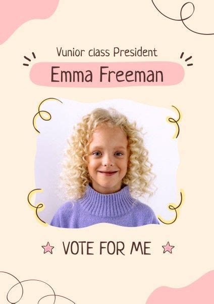 Soft Beige Pink Cute Student Council Election Campaign Poster Template ...