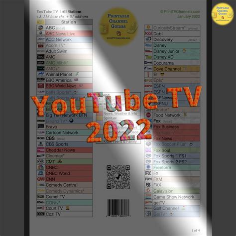 Youtube Tv Channel Guide Printable