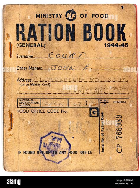 Food Ration Book 1944 An English food ration book issued in 1944 Stock Photo - Alamy