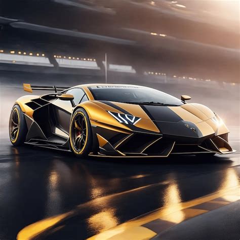 Premium AI Image | Black and Gold Lamborghini on the track with full speed