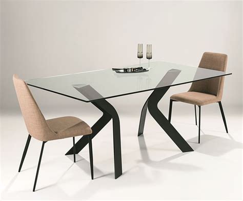 Black Leg Rectangular Glass Dining Table