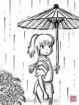 Miyazaki Coloring Pages  Scenery Mountains sketch template