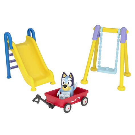 Buy Bluey Park Play Set: Bluey Articulated 2.5 Inch Action Figure and Three Piece Park Playset ...