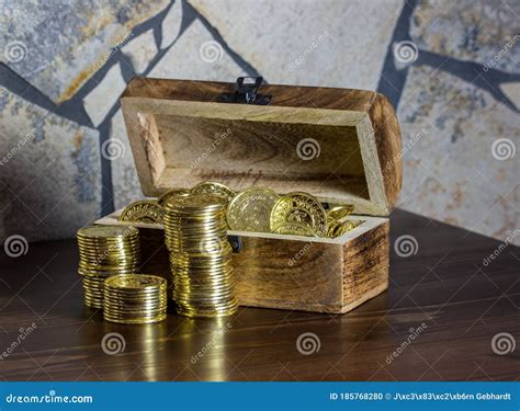 Treasure Chest with Gold Coins Stock Photo - Image of search, antique ...