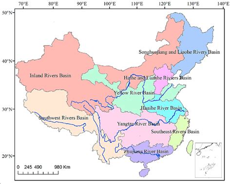 Location map of nine major river basins in China. | Download Scientific Diagram