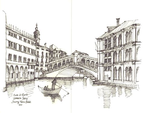 Ponte di Rialto, Venezia, Italy / sketch by Joungyeon, Bahk (Grid-A ...