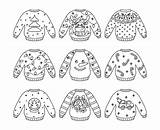 Sweater Ugly Christmas Coloring Sweaters Outlines Cookie Template  sketch template