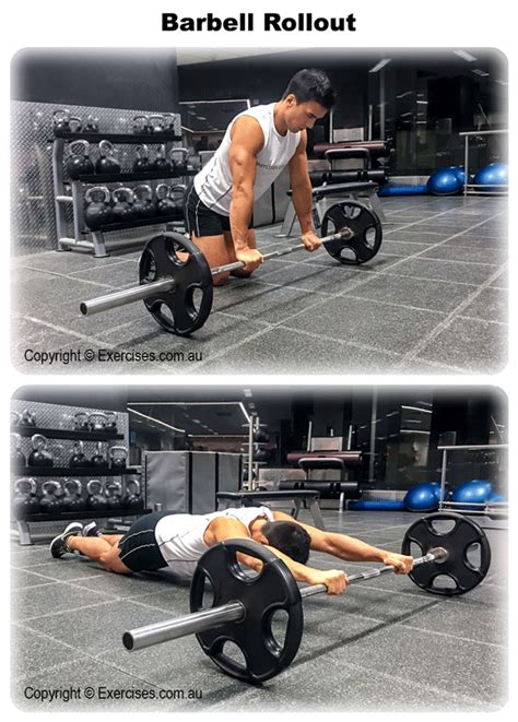 Barbell Rollout is an excellent exercise that works the entire abdominal area including the ...